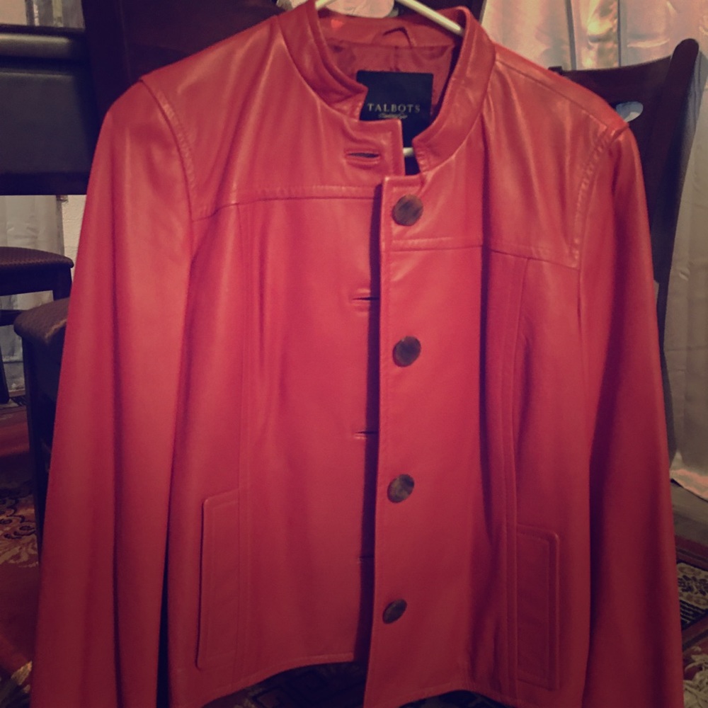 Talbots salmon leather jacket size 8